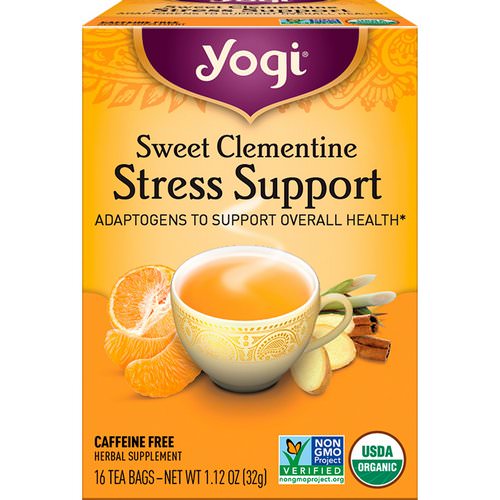 Yogi Tea, Stress Support, Sweet Clementine, Caffeine Free, 16 Tea Bags, 1.12 oz (32 g) فوائد