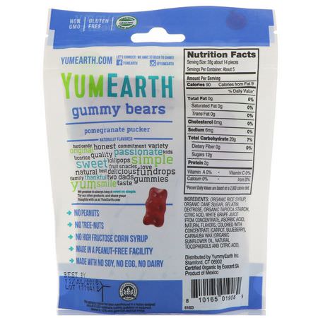 YumEarth, Gummy Bears, Pomegranate Pucker, 5 oz (142 g):حل,ى, ش,ك,لاتة
