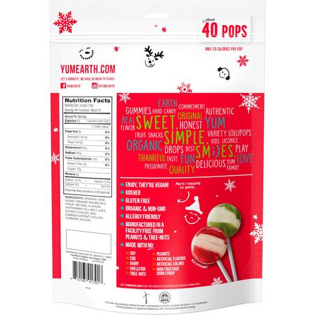 YumEarth, Organic, Candy Cane Pops, Wild Peppermint, 40 Pops, 8.73 oz (247.6 g):حل,ى, ش,ك,لاتة