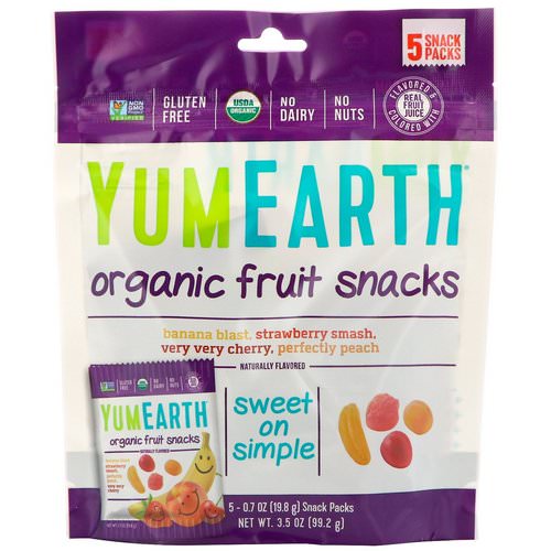 YumEarth, Organic Fruit Snacks, 5 Packs, 0.7 oz (19.8 g) Each فوائد