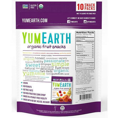 YumEarth, Organic Fruit Snacks, Original, 10 Packs, 0.7 oz (19.8 g) Each:حل,ى, ش,ك,لاتة