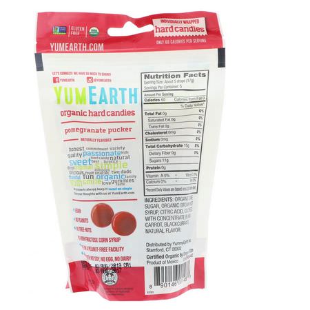 YumEarth, Organic Hard Candies, Pomegranate Pucker, 3.3 oz (93.6 g):حل,ى, ش,ك,لاتة