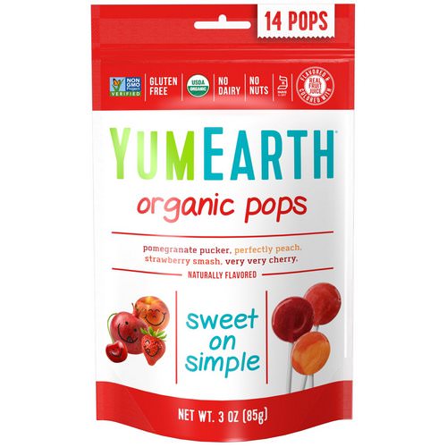 YumEarth, Organic Pops, Assorted Flavors, 14 Pops, 3 oz (85 g) فوائد