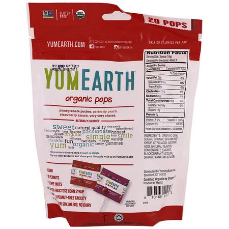YumEarth, Organic Pops, Assorted Flavors, 20 Pops, 4.2 oz (119.1 g):حل,ى, ش,ك,لاتة