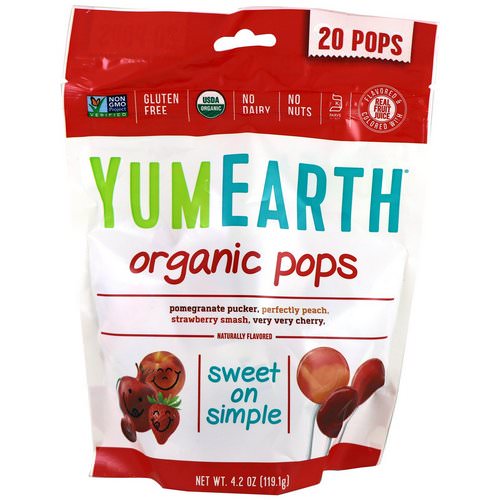 YumEarth, Organic Pops, Assorted Flavors, 20 Pops, 4.2 oz (119.1 g) فوائد