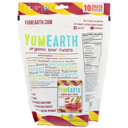 YumEarth, Organic Sour Twists, Watermelon Lemonade, 10 Snack Packs, 0.7 oz (19.8 g) Each:حل,ى, ش,ك,لاتة