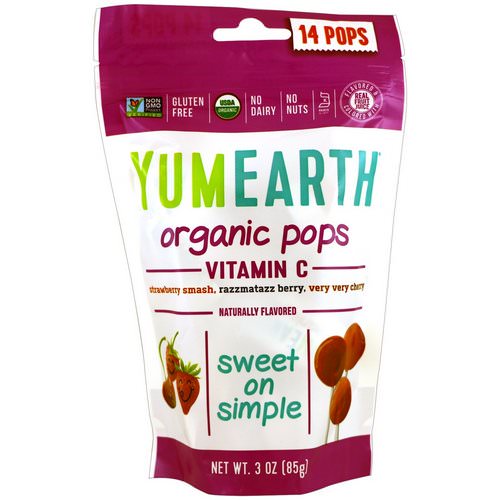 YumEarth, Organic Vitamin C Pops, 14 Pops, 3 oz (85 g) فوائد