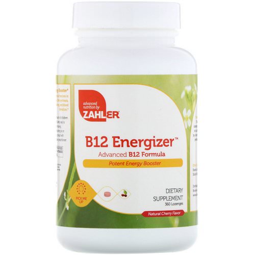 Zahler, B12 Energizer, Advanced B12 Formula, Natural Cherry Flavor, 360 Lozenges فوائد
