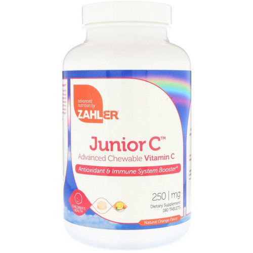 Zahler, Junior C, Advanced Chewable Vitamin C, Natural Orange Flavor, 250 mg, 180 Tablets فوائد
