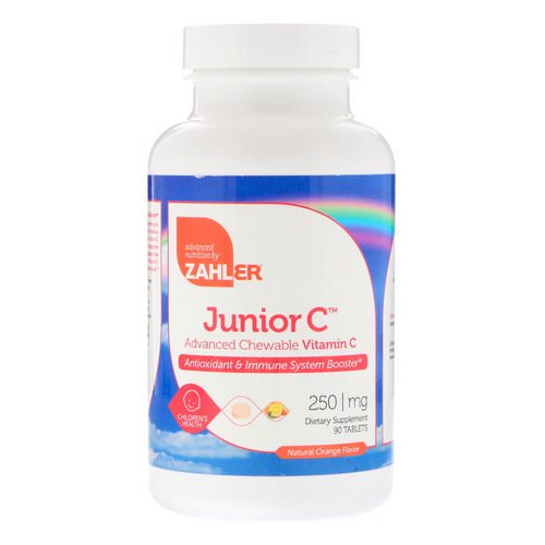 Zahler, Junior C, Advanced Chewable Vitamin C, Natural Orange Flavor, 250 mg, 90 Tablets فوائد