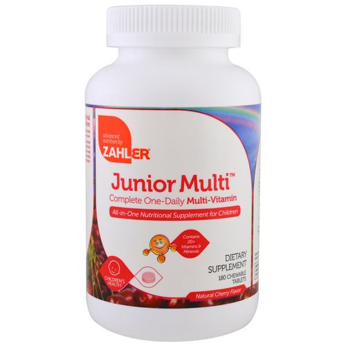 Zahler, Junior Multi, Complete One-Daily Multi-Vitamin, Natural Cherry Flavor, 180 Chewable Tablets فوائد
