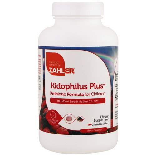 Zahler, Kidophilus Plus, Probiotic Formula For Children, Berry, 180 Chewable Tablets فوائد