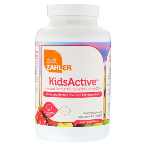 Zahler, KidsActive, Advanced Formula for the Healthy Active Child, Fruit Punch, 180 Chewable Tablets فوائد