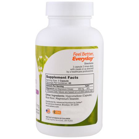 Zahler, Magnesium, Advanced Magnesium Supplement, 200 mg, 60 Capsules:المغنيسي,م ,المعادن