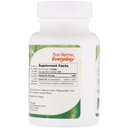 Zahler, Vitamin D3, Advanced D3 Formula, 2,000 IU, 250 Softgels:D3 Cholecalciferol, فيتامين D