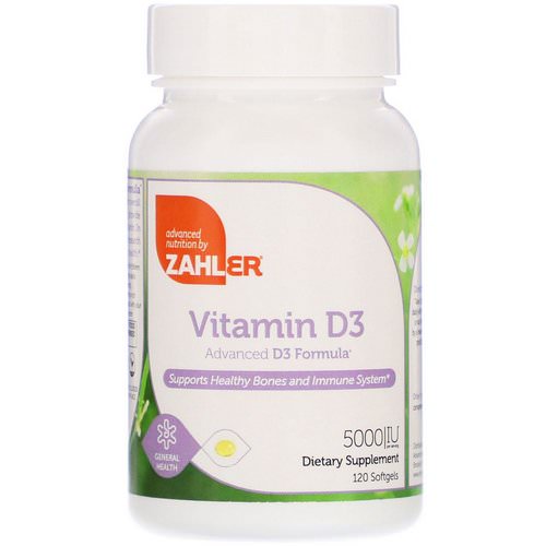 Zahler, Vitamin D3, Advanced D3 Formula, 5,000 IU, 120 Softgels فوائد