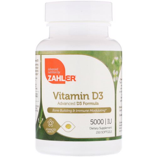 Zahler, Vitamin D3, Advanced D3 Formula, 5000 IU, 250 Softgels فوائد