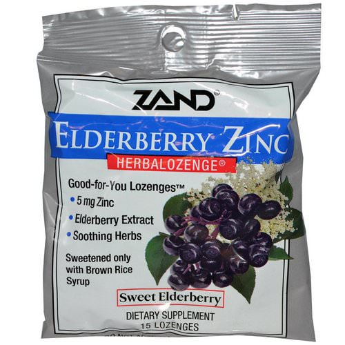 Zand, Elderberry Zinc, Herbalozenge, Sweet Elderberry, 15 Lozenges فوائد
