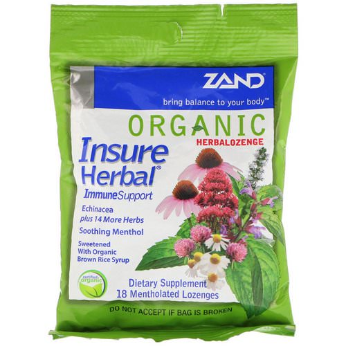 Zand, Organic Herbalozenge, Insure Herbal, 18 Mentholated Lozenges فوائد