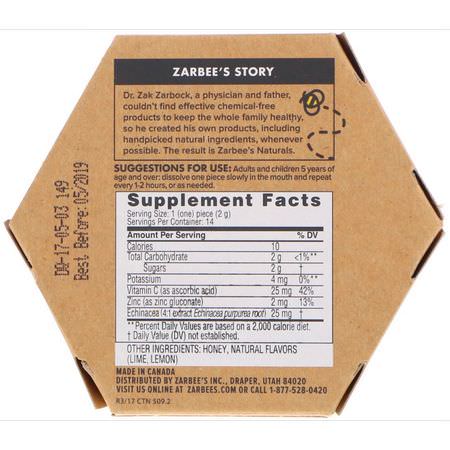 Zarbee's, 96% Honey Cough Soothers + Immune Support, Natural Citrus Flavor, 14 Pieces:البرد, المكملات الغذائية