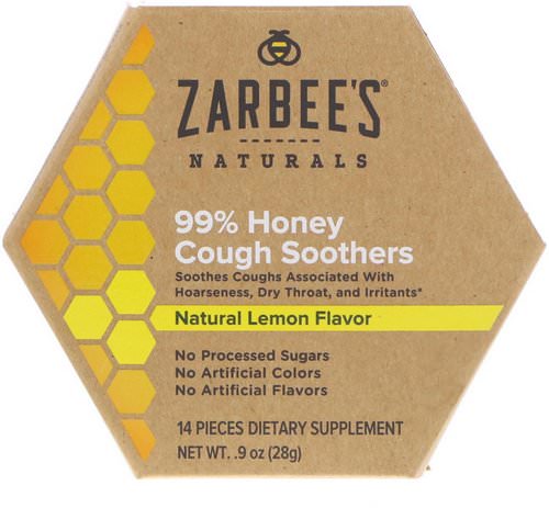 Zarbee's, 99% Honey Cough Soothers, Natural Lemon Flavor, 14 Pieces فوائد