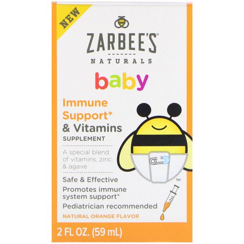 Zarbee's, Baby, Immune Support & Vitamins, Natural Orange Flavor, 2 fl oz (59 ml) فوائد