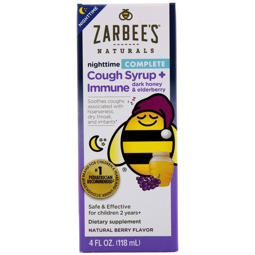 Zarbee's, Children's Complete Nighttime Cough Syrup + Immune, Natural Berry Flavor, 4 fl oz (118 ml) فوائد
