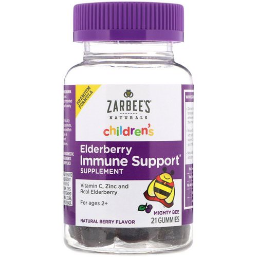 Zarbee's, Children's, Mighty Bee, Elderberry Immune Support, Natural Berry Flavor, 21 Gummies فوائد