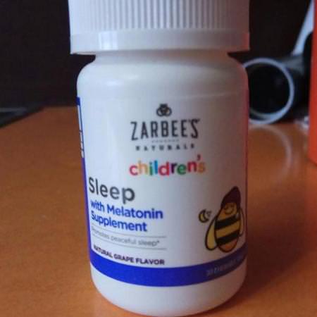 Zarbee's, Children's, Sleep with Melatonin Supplement, Natural Grape, 30 Chewable Tablets