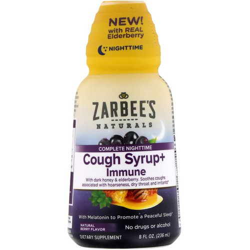 Zarbee's, Complete NightTime, Cough Syrup + Immune, Natural Berry, 8 fl oz (236 ml) فوائد