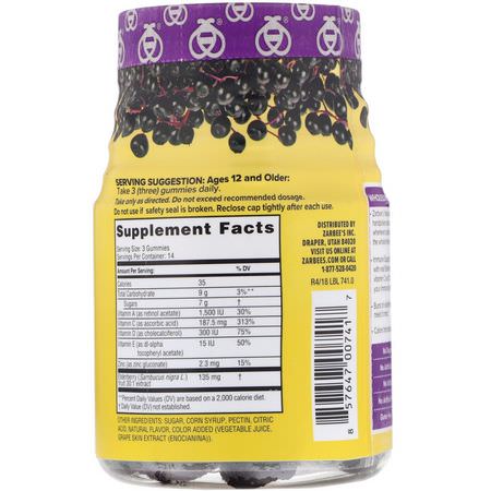 Zarbee's, Elderberry Immune Support, Natural Berry, 42 Gummies:أنفلونزا, سعال
