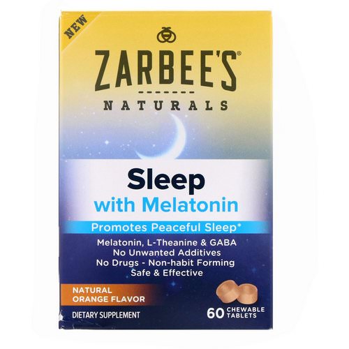 Zarbee's, Sleep with Melatonin, Natural Orange, 60 Chewable Tablets فوائد