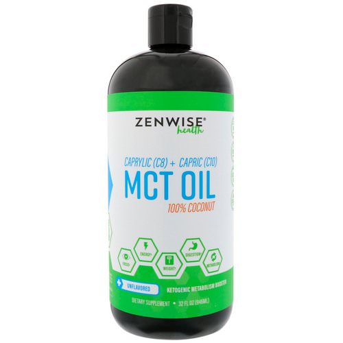 Zenwise Health, Caprylic (C8) + Capric (C10) MCT Oil, 100% Coconut, Unflavored, 32 fl oz (946 ml) فوائد