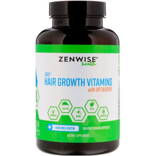 Zenwise Health, Daily Hair Growth Vitamins with DHT Blocker, 120 Vegetarian Capsules فوائد