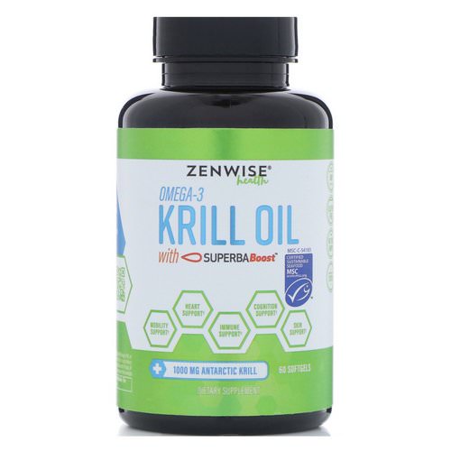 Zenwise Health, Omega 3, Krill Oil with SuperbaBoost, 60 Softgels فوائد