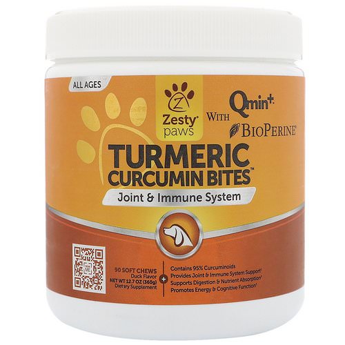 Zesty Paws, Turmeric, Curcumin Bites For Dogs, Joint & Immune Support, All Ages, Duck Flavor, 90 Soft Chews فوائد