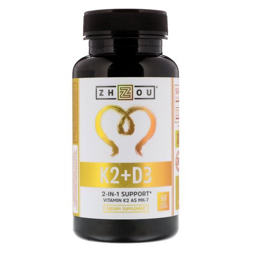 Zhou Nutrition, K2 + D3, 2-In-1 Support, 60 Veggie Capsules فوائد