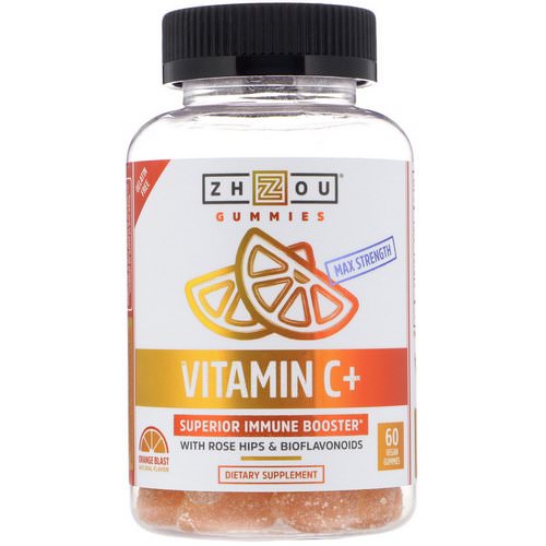 Zhou Nutrition, Max Strength Vitamin C + Superior Immune Booster, Orange Blast, 60 Vegan Gummies فوائد