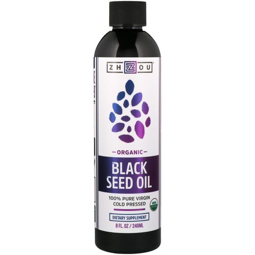 Zhou Nutrition, Organic, 100% Pure Virgin Black Seed Oil, Cold Pressed, 8 fl oz (240 ml) فوائد