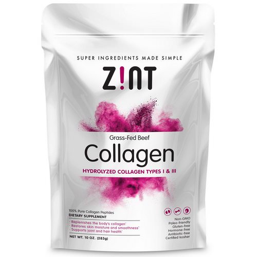 Zint, Grass-Fed Beef Collagen, Hydrolyzed Collagen Types I & III, 10 oz (283 g) فوائد