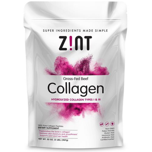 Zint, Grass-Fed Beef Collagen, Hydrolyzed Collagen Types I & III, 2 lbs (907 g) فوائد