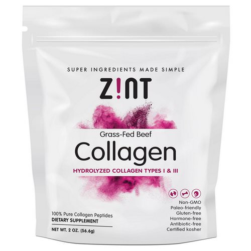 Zint, Grass-Fed Beef Collagen, Hydrolyzed Collagen Types I & III, 2 oz (56.6 g) فوائد