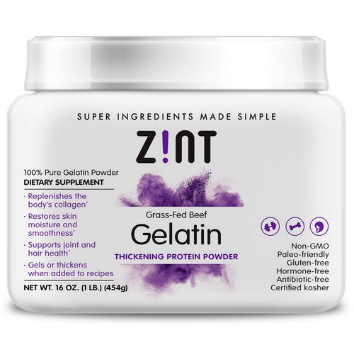 Zint, Grass-Fed Beef Gelatin, Thickening Protein Powder, 16 oz (454 g) فوائد