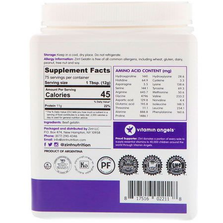 Zint, Grass-Fed Beef Gelatin, Thickening Protein Powder, 2 lbs (907 g):الجيلاتين, الأظافر