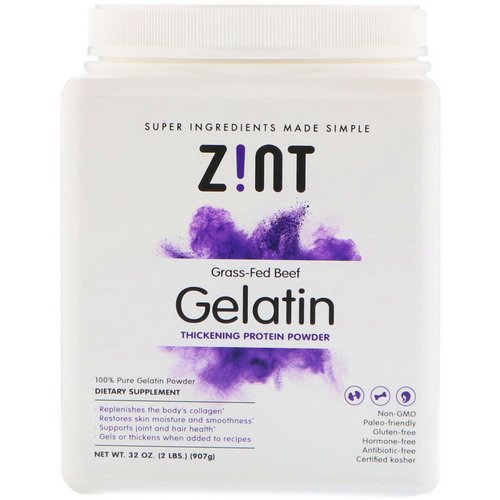 Zint, Grass-Fed Beef Gelatin, Thickening Protein Powder, 2 lbs (907 g) فوائد