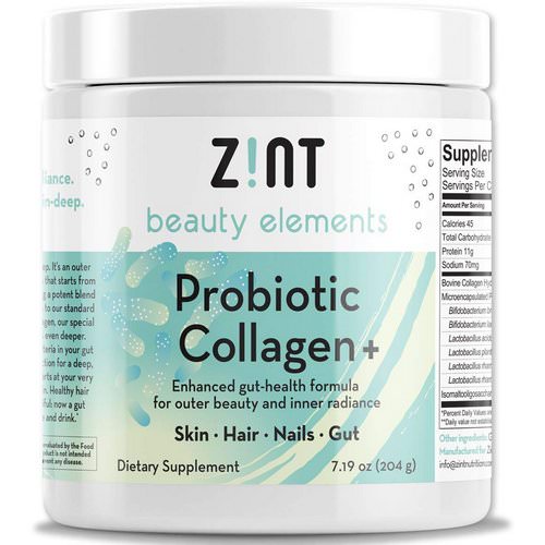 Zint, Probiotic Collagen +, For Skin, Hair, Nails, Gut, 7.19 oz (204 g) فوائد