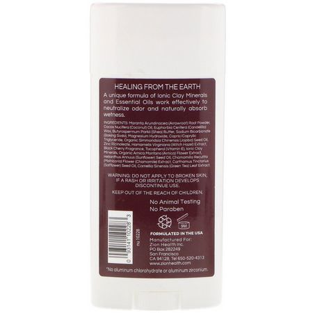 Zion Health, Bold, ClayDry Deodorant, Black Cherry, 2.8 oz (80 g):مزيل العرق, الحمام
