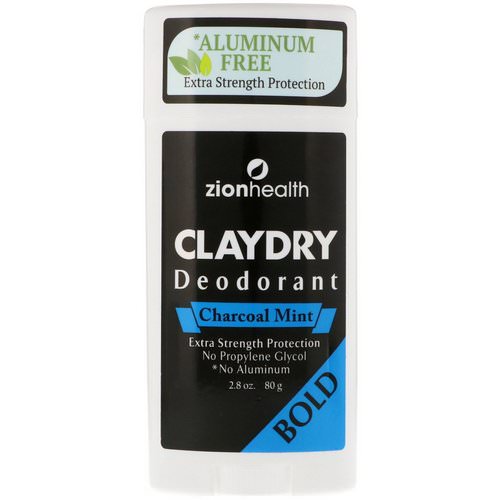 Zion Health, Bold, ClayDry Deodorant, Charcoal Mint, 2.8 oz (80 g) فوائد
