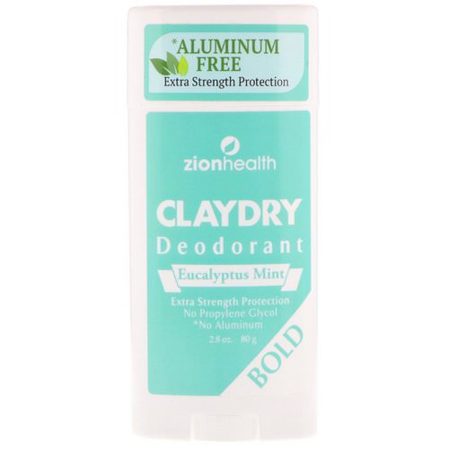 Zion Health, Bold, ClayDry Deodorant, Eucalyptus Mint, 2.8 oz (80 g) فوائد