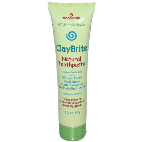 Zion Health, ClayBrite, Natural Toothpaste, Natural Mint Flavor, 3.2 oz (92 g) فوائد